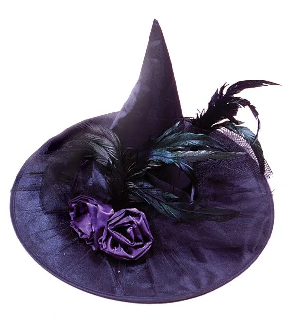 Шляпа ведьмы с перьями и цветком